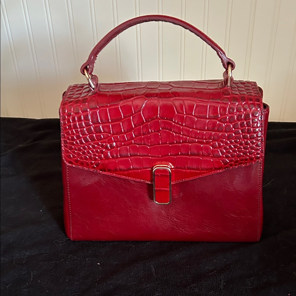 Brahmin Red Structured Top-Handle Bag - Elegant Women's Satchel